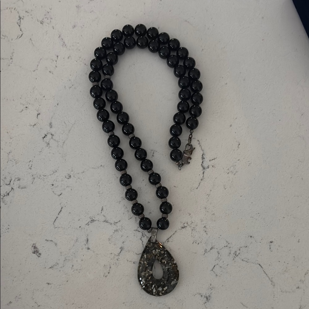 Handmade black jade necklace